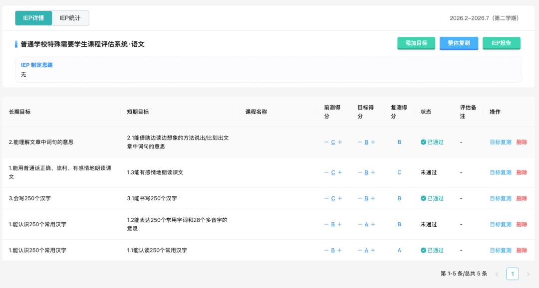 学生课程能力多次评估比较